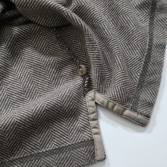 Vtg L.L. Bean Polo Shirt Men XL Tall Beige Herringbone LS Buttons Collar Cottage - Picture 12 of 16